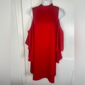 Sugarlips NWT Vibrant Red Cold Shoulder Midi  Dress